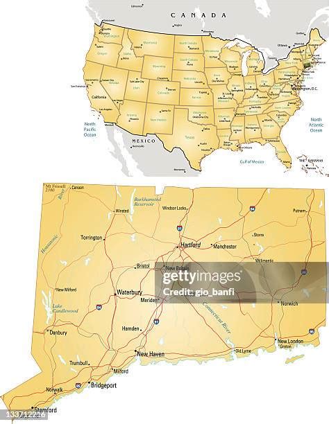 connecticut road map   premium high res pictures getty images