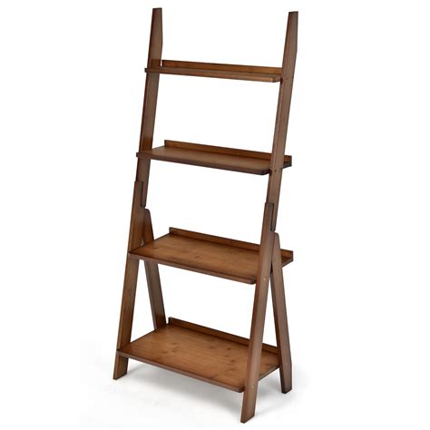 Relaxacare • 4 Tier Bamboo Ladder Shelf Bookcase For Study Room