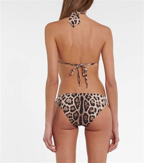 Leopard Print Halterneck Bikini Top In Beige Dolce Gabbana Mytheresa