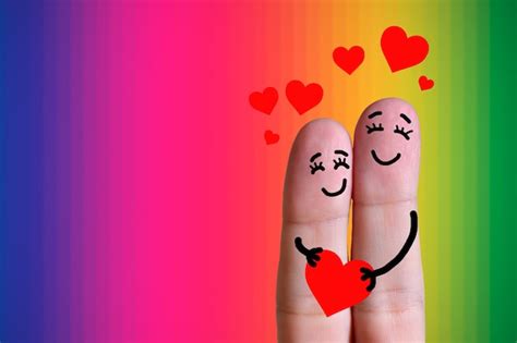 Dedo Cara Pareja Gay Enamorada Foto Premium