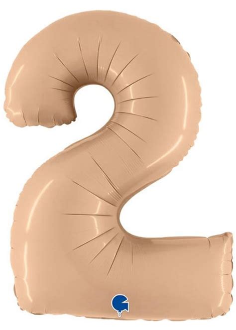 Inflated Large Nude Blush Number 2 Helium Balloon On Weight 400200SNU P WGT Struts Party