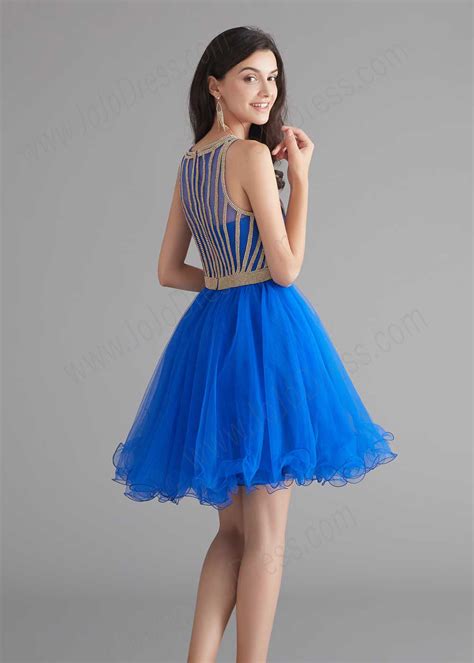 Chic Short Royal Blue Tulle Evening Dress Jojo Shop