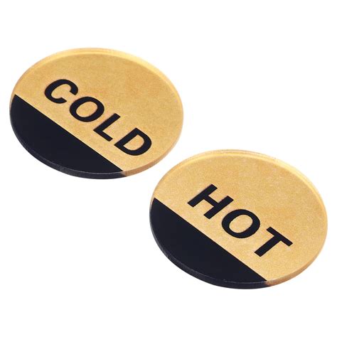 Uxcell Self Stick Hot Cold Water Label Round Sticker Signs Golden Pack Walmart