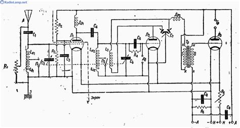 Схема лампового батарейного радиоприемника ЭКР-13
