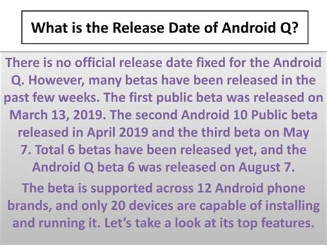 PPT - Android 10 release date and top features PowerPoint Presentation