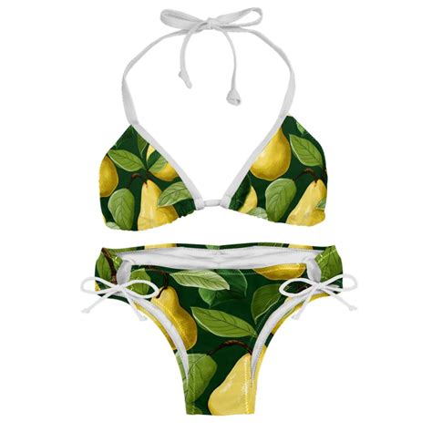 Pear Detachable Sponge Adjustable Strap Bikini Set Two Pack Ideal For Beach Pool Parties
