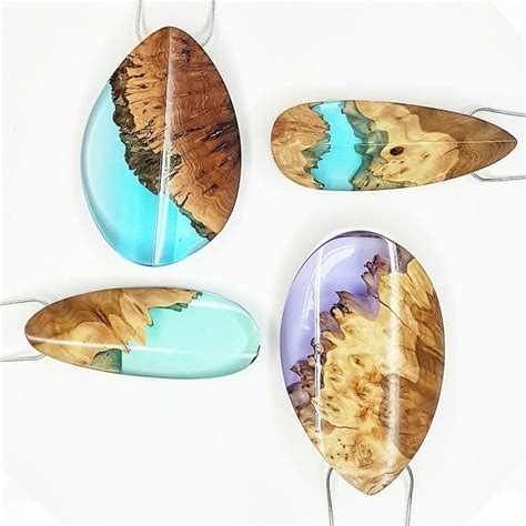 Selection Of Colours On These Wood And Resin Pendants Made By