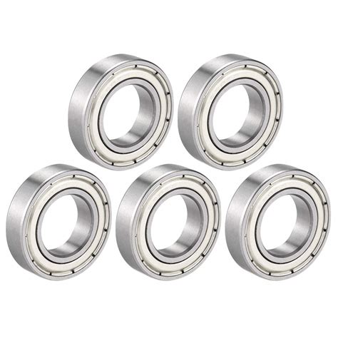 uxcell 5pcs Deep Groove Ball Bearing 6902Z Single Shield, 15mm x 28mm x ...