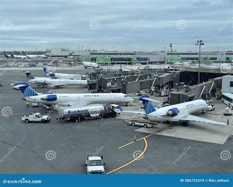 United Airlines Airplane At Newark International Airport In Newark New Jersey Editorial Stock