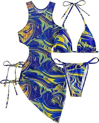 Amazon Piece Swimsuits For Women Padded Floral Print String Bikini Sets Bathing Suit Set