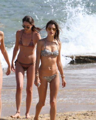 Alessandra Ambrosio Shows Off Her Ass Wearing A Zebra Print Bikini On A Beach In Porn Pictures