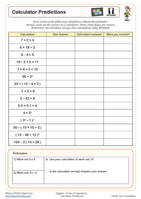 calculator predictions worksheet cazoom maths worksheets worksheets