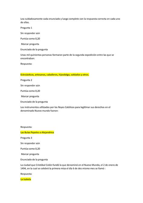 Lea Cuidadosamente Cada Enunciado Y Luego Complete Con La Respuesta