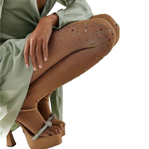 Glitterati Fishnet Tights Nude High Heel Jungle By Kathryn Eisman Wolf Badger