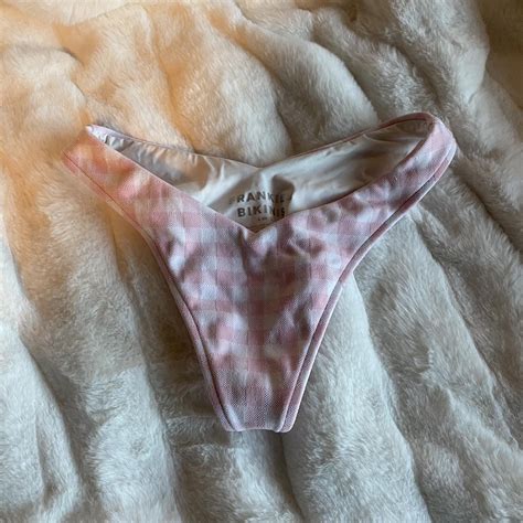 Frankies Bikini Bottoms Pink And White Depop