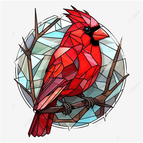 Stained Glass Cardinal Bird Ai Generative Stained Glass Cardinal Png