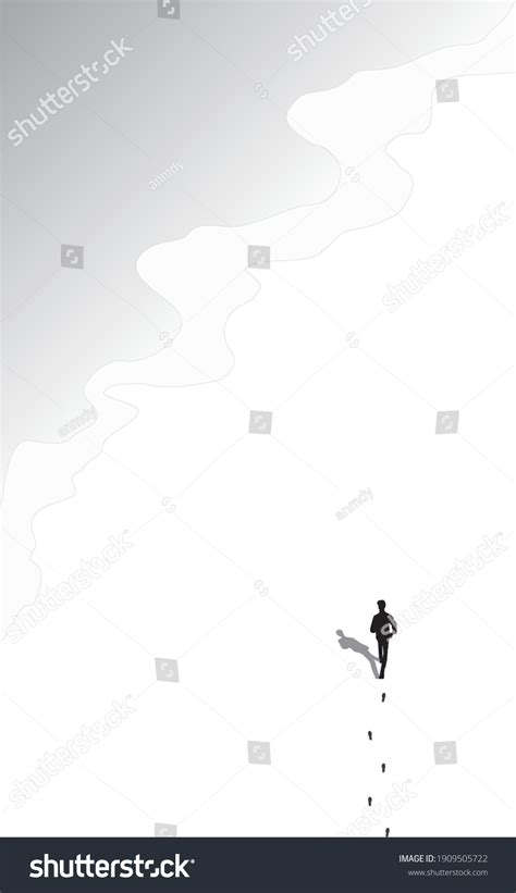 Walking Alone On Beach Stock Vector (Royalty Free) 1909505722 | Shutterstock