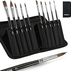 Nicpro Pcs Sable Professional Watercolor Paint Brushes Kolinsky