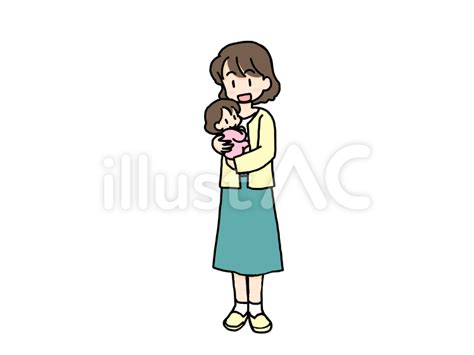 赤ちゃんを抱っこするお母さんイラスト No 2582440／無料イラストフリー素材なら「イラストac」