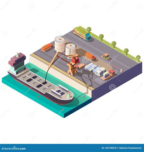 Carga Do Navio De Petroleiro No Vetor Isom Trico Portu Rio Ilustra O