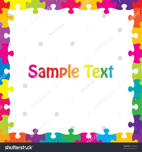 Vector Borderframe Of Colorful Jigsaw Pieces 23553658 Shutterstock