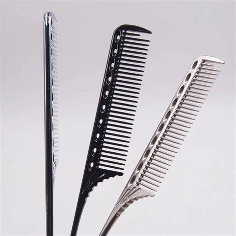 Professional Space Aluminum Hairdressing Salon Hair Cutting Styling Gold Metal Rat Tail Comb