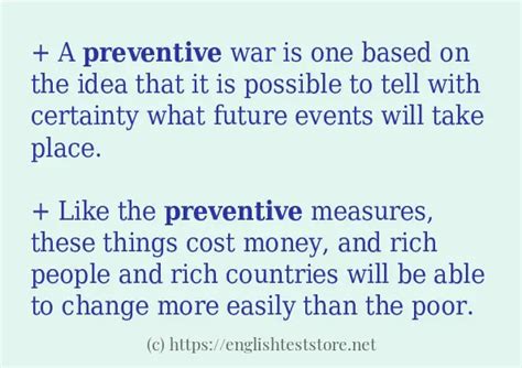 In-sentence examples of "preventive" - EnglishTestStore Blog