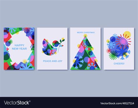 Merry christmas and happy new year greeting cards Vector Image