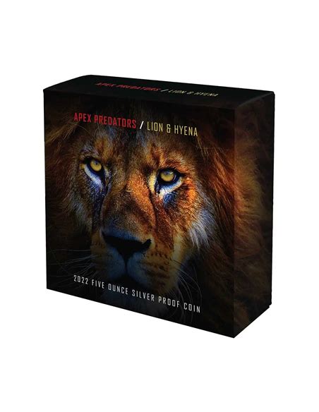 LION VERSUS HYENA Apex Predators 5 Oz Silver Coin 10$ Niue 2022