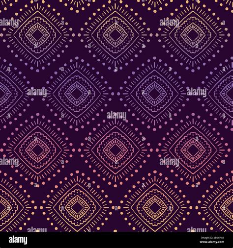 Seamless Ethnic Geometric Pattern Purple Pink Yellow Repeating