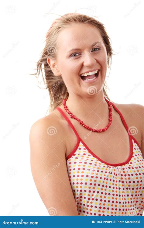 Portret Van De Aantrekkelijke Blonde Stock Afbeelding Image Of Meisje