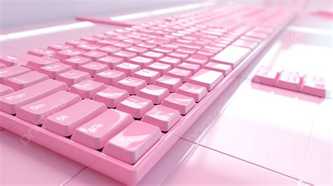 Fondo Piso Blanco Con Un Teclado Rosa Renderizado En 3d Fondo Teclado Botón Del Teclado