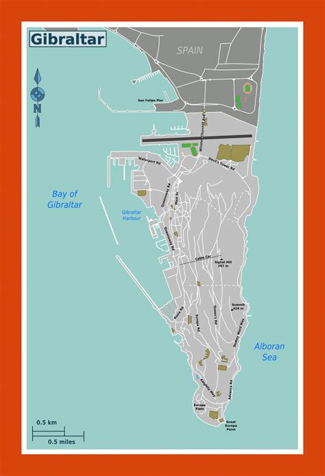 Road map of Gibraltar | Maps of Gibraltar | Maps of Europe | GIF map