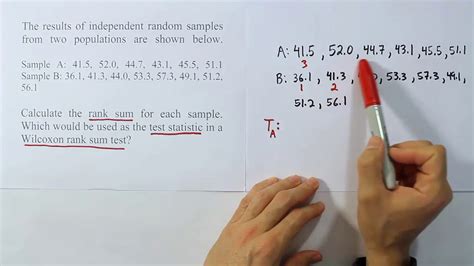 Finding The Test Statistic For A Wilcoxon Rank Sum Test In