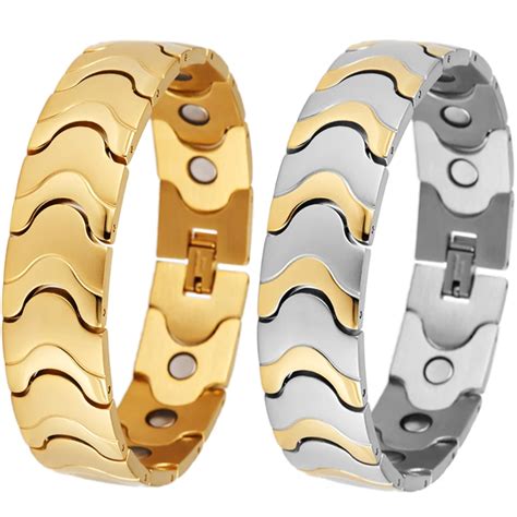 Bracelets De Th Rapie Magn Tique En Acier Inoxydable Pour Hommes