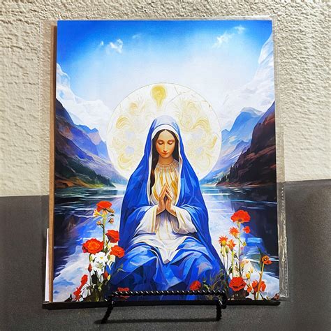 virgin mary art print mother  jesus catholic wall decor etsy