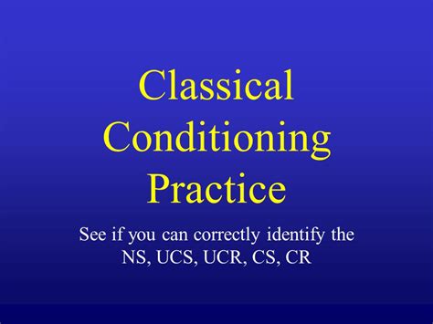 Classical Conditioning Practice Worksheetdoc Psychology