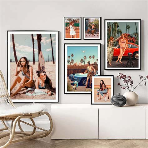 Nude Woman Mona Lisa Sexy Girl Wall Art Poster Print Retro Nordic Mural Frail Bikini Canvas