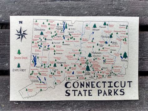 Connecticut State Parks Map 11x17 - Etsy