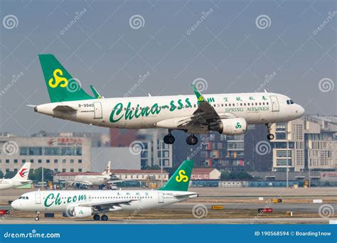 Spring Airlines Airbus A320 Airplane Shanghai Hongqiao Airport