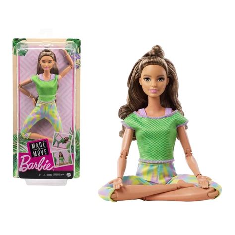 Boneca Barbie Feita Para Mexer Made To Move Morena Roupa Verde Mattel