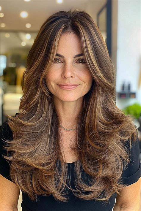 Layered Haircuts For Over Elegant Brunette Long Butterfly Layers