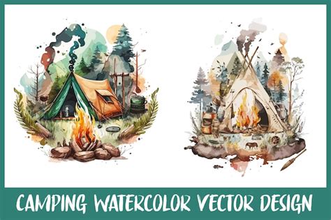 Premium Vector Watercolor Camping Vector