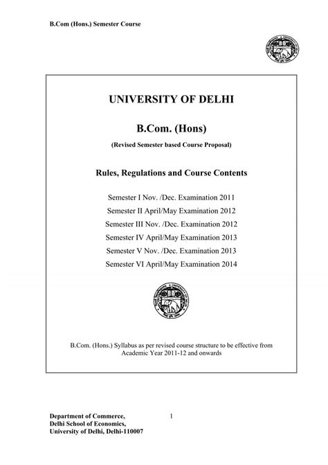 UNIVERSITY OF DELHI B.com. (Hons)