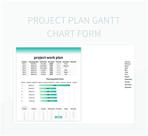 Project Plan Gantt Chart Form Excel Template And Google Sheets File For ...