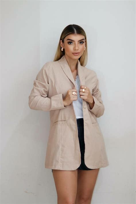 Blazer Linho Roberta Nude Rel Modas Atacado