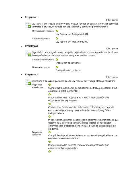 Automatizada 1 Derecho Laboral Pregunta 1 1 De 1 Puntos Ley Federal