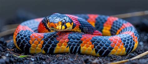 Close Up Of Eastern Coral Snake On Ground Stock Photo Image Of
