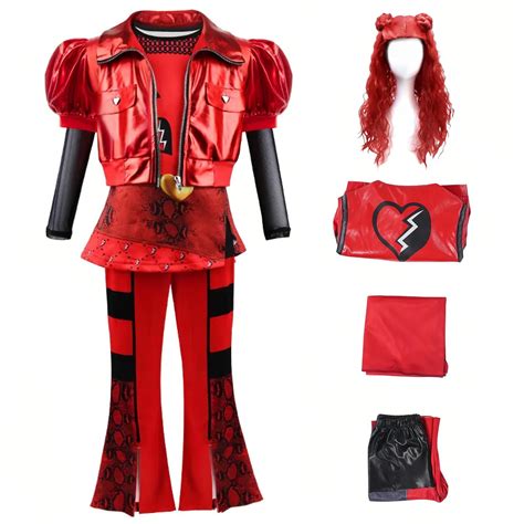 Descendants Red Costume Girls Rise Of Red Costume Halloween Cosplay Includes Jacket Skirt Pants