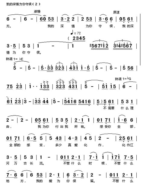 我的深情为你守候简谱用户传谱 搜谱网